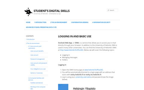 Logging in and basic use | Student's digital skills