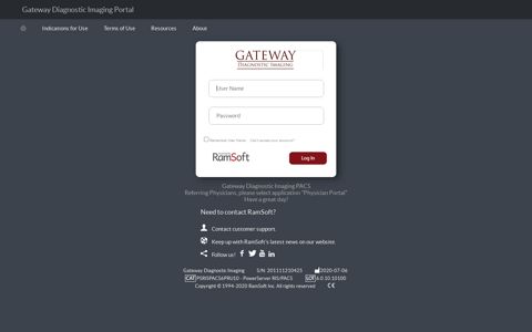 RamSoft Login - Gateway Diagnostic Imaging