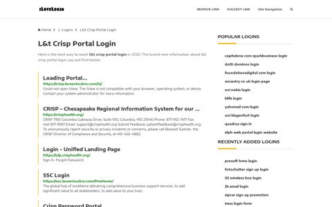 L&t Crisp Portal Login ❤️ One Click Access