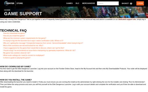 Game Support - Frontier Store
