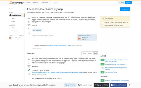 Facebook deauthorize my app - Stack Overflow