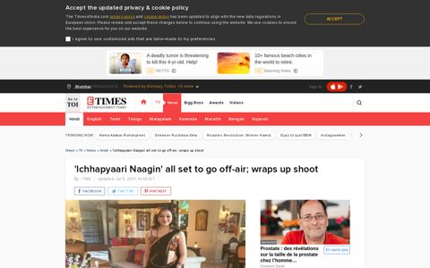 'Ichhapyaari Naagin' all set to go off-air; wraps up shoot ...