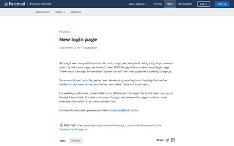 New login page - Fastmail blog