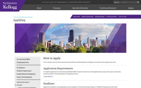 Applying | Kellogg Part-Time MBA | Northwestern