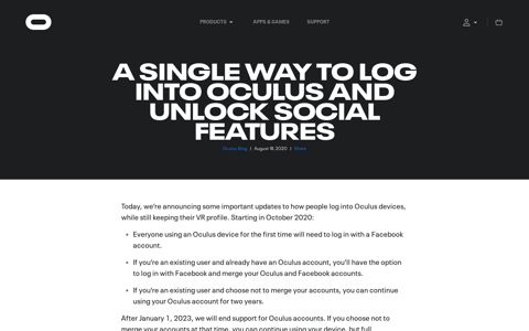 A Single Way to Log Into Oculus and Unlock Social Features ...
