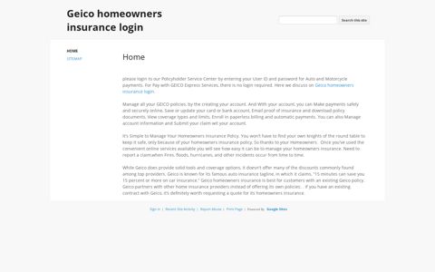 Geico homeowners insurance login - Google Sites