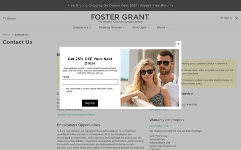Contact Foster Grant | Foster Grant Sunglasses and Reading ...