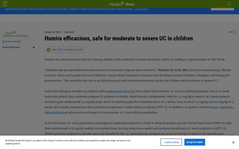 Humira efficacious, safe for moderate to severe UC in children