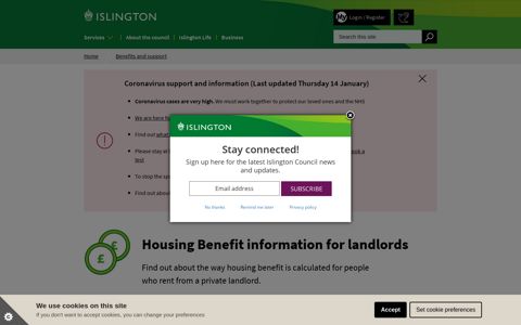 Housing Benefit information for landlords | Islington Council