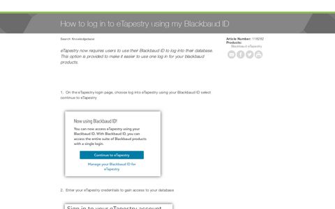 How to log in to eTapestry using my Blackbaud ID - Blackbaud ...