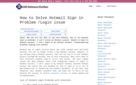 Solution +1 (320) 270-0134 Hotmail Sign in Problem Login ...