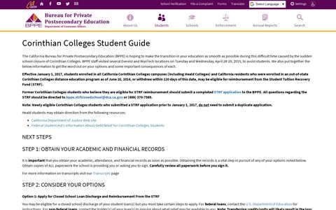 Corinthian Colleges Student Guide - Bureau for Private ...