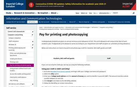 Pay for printing and photocopying | Administration and support ...
