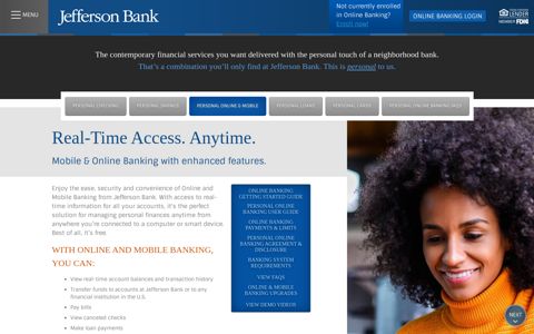 Personal Online & Mobile Banking | Jefferson Bank
