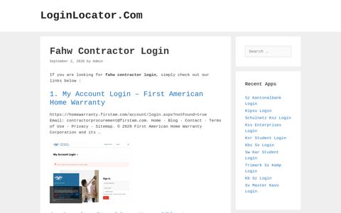 Fahw Contractor Login - LoginLocator.Com