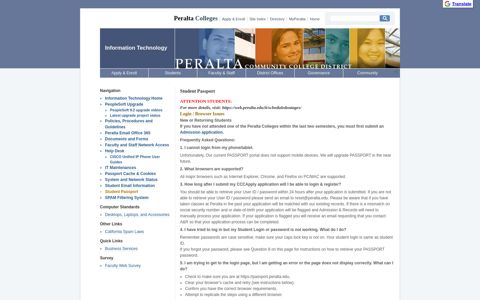 Student Passport : Information Technology - Peralta Colleges