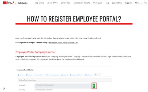 Help Centre - How to register Employee Portal?