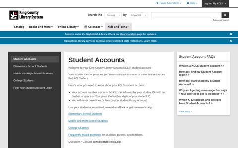 Student Accounts | King County Library System