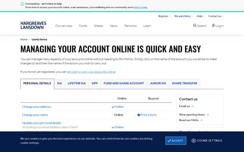 Manage your account online and download useful forms ...