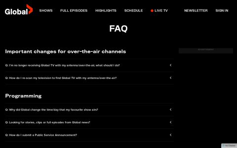 Frequently asked questions about GlobalTV.com and the ...