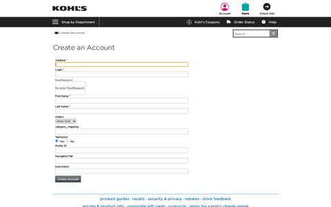 Create a New Account - Kohl's