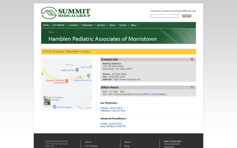 Hamblen Pediatric Associates of Morristown | Summit Medical ...