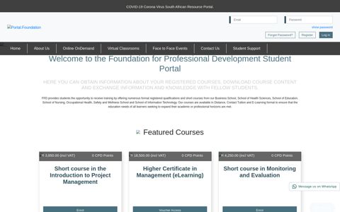 the Foundation for Professional Development Student Portal