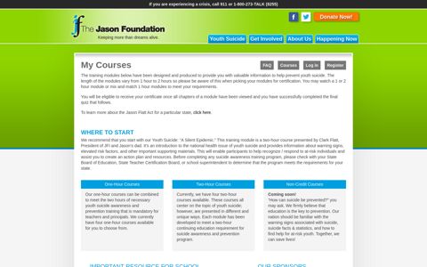 The Jason Foundation: Courses