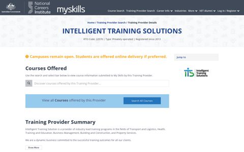 INTELLIGENT TRAINING SOLUTIONS - 22570 - MySkills