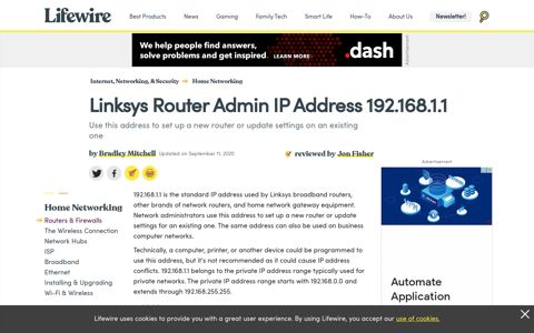 192.168.1.1 Linksys Router Admin IP Address - Lifewire