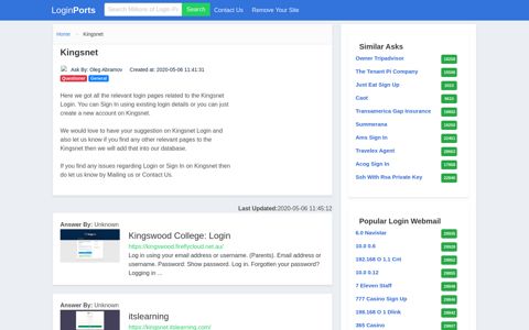Login Kingsnet or Register New Account - LoginPorts