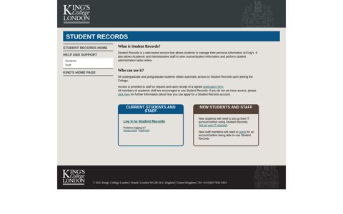 Student Records - King's College London