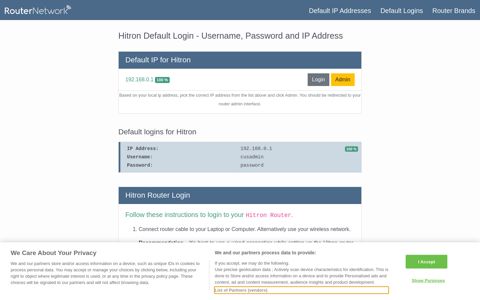 Hitron Default Router Login and Password - Router Network