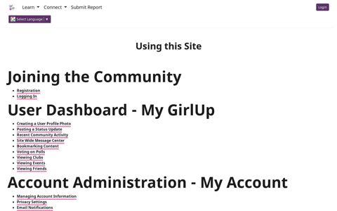 Using this Site - Girl Up Community