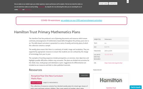 Hamilton Trust Primary Mathematics Plans | STEM