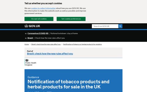 Notification of tobacco products and herbal products: EU-CEG ...
