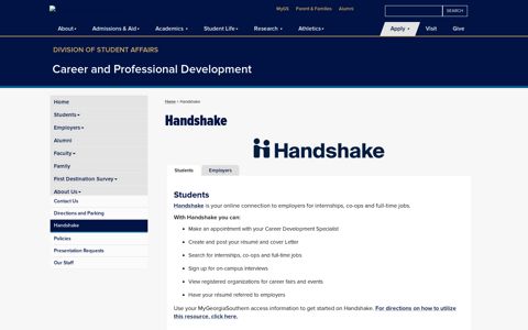 Handshake | Career and Professional Development | Georgia ...