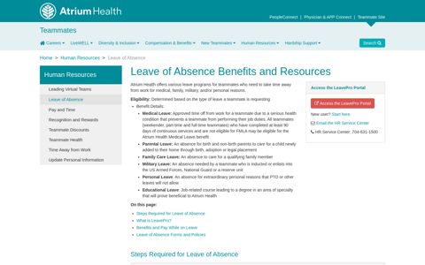Leave of Absence - Atrium Health