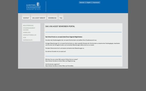 Das uni-assist Bewerber-Portal - Goethe-Universität Frankf