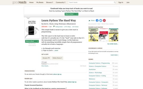 Learn Python The Hard Way by Zed A. Shaw - Goodreads
