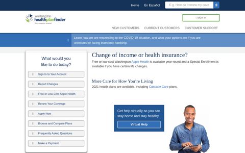Washington Healthplanfinder: Home Page