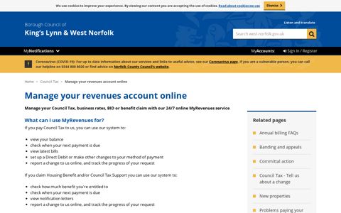 Manage your revenues account online - Borough Council of ...