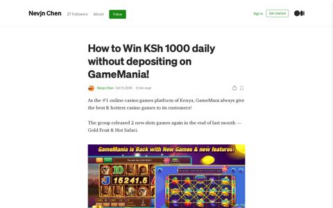 How to Win KSh 1000 daily without depositing on GameMania ...