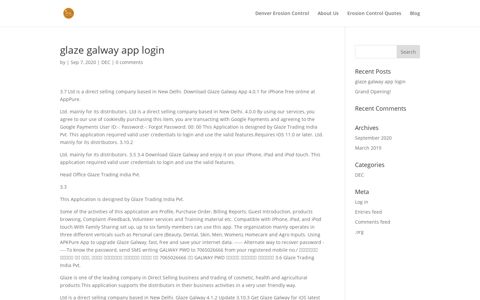 glaze galway app login - Denver Erosion Control