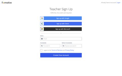 Teacher Sign Up - Formative