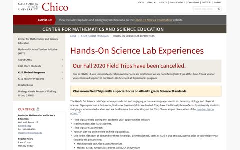 Hands-On Science Lab Experiences – Center for Mathematics ...