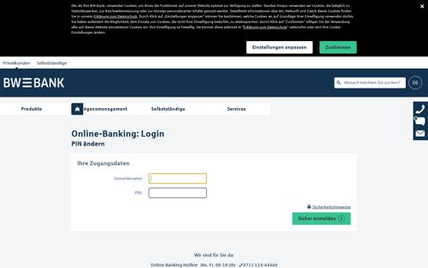 Online-Banking: Login - BW-Bank