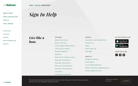 Sign In Help | National Car Rental