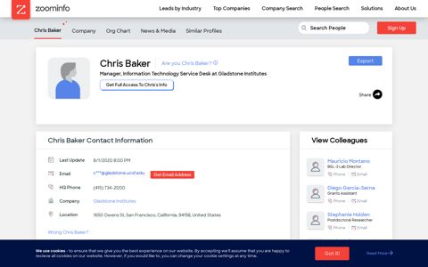 Chris Baker - Manager, Infor.. - Gladstone Institutes | ZoomInfo ...
