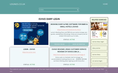 eviivo diary login - General Information about Login